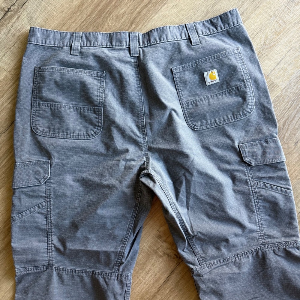 Carhartt Force Relaxed Fit Cargo Pants Grey Ripstop Workwear 42x30 BN4200-M
